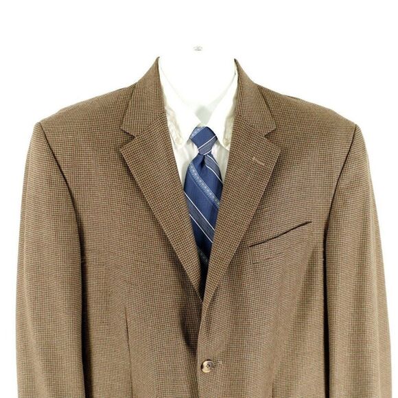 Nautica Wool Brown Green Houndstooth 2 Button Sport Coat‎ 42R - Picture 1 of 14